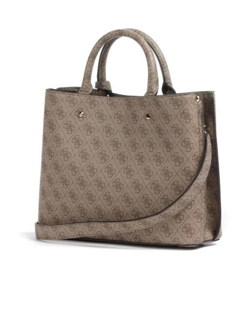 Guess Brown Monogram-Pattern Crossbody Bag