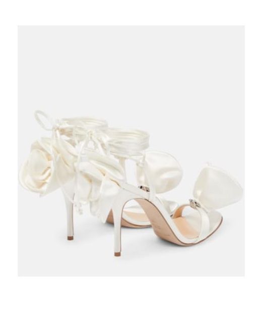 Magda Butrym White Floral-Appliqué Satin Sandals