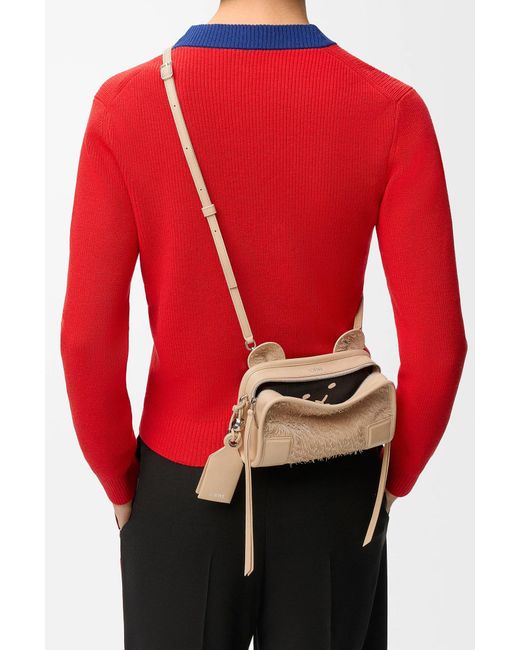 Loewe Natural Mini Lion Fringed Cut Amazona 180 Shoulder Bag