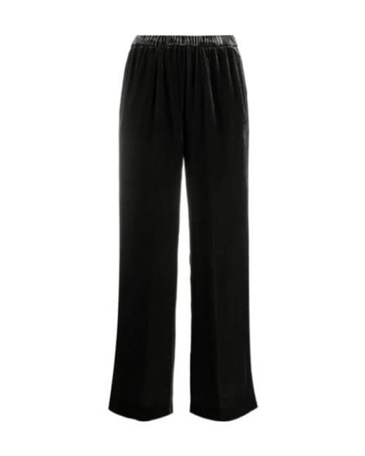 Aspesi Black Velvet Wide-Leg Track Pants