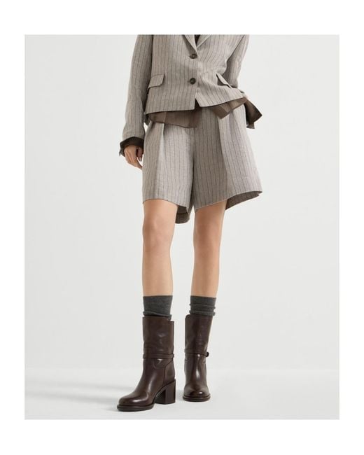 Brunello Cucinelli Brown Monili Embellished Ankle Boots