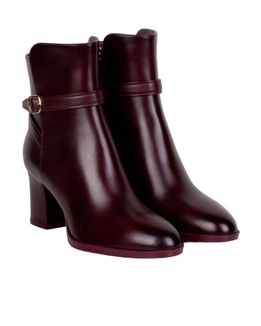 Santoni Purple Chunky Heeled Ankle Boots