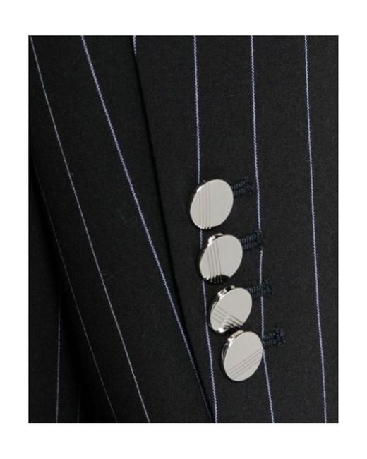 The Attico Black The Glen Pinstriped Blazer