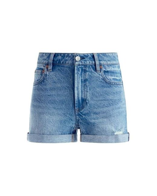 Alice + Olivia Blue Mid-Waist Curled Shorts