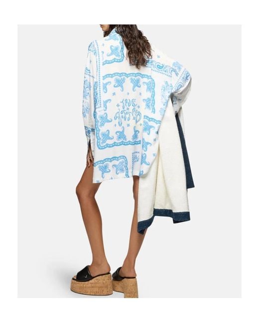 The Attico Blue Paisley-Print Asymmetric Shirt