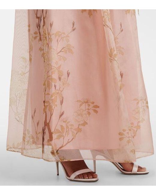 Max Mara Pink Elegante Dominio Floral Silk Organza Bustier Gown