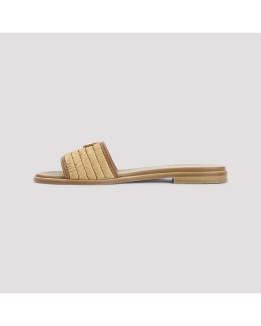 Prada Brown Triangle-Logo Slip-On Sandals
