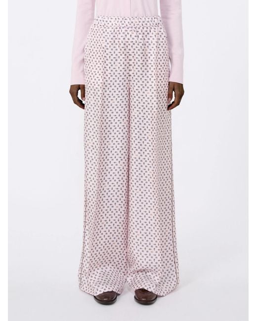 Max Mara Pink Vischio All-Over Printed Trousers