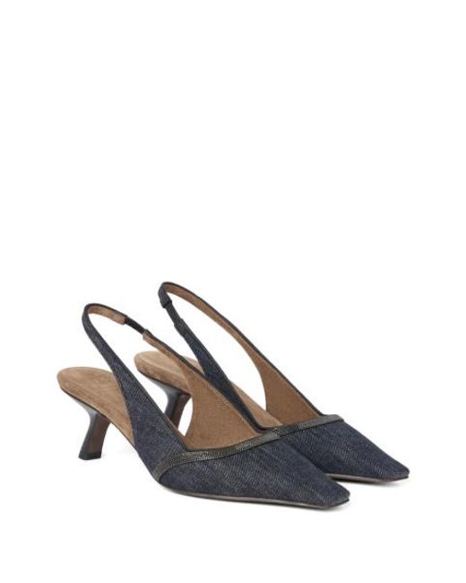 Brunello Cucinelli Blue Leather Pumps