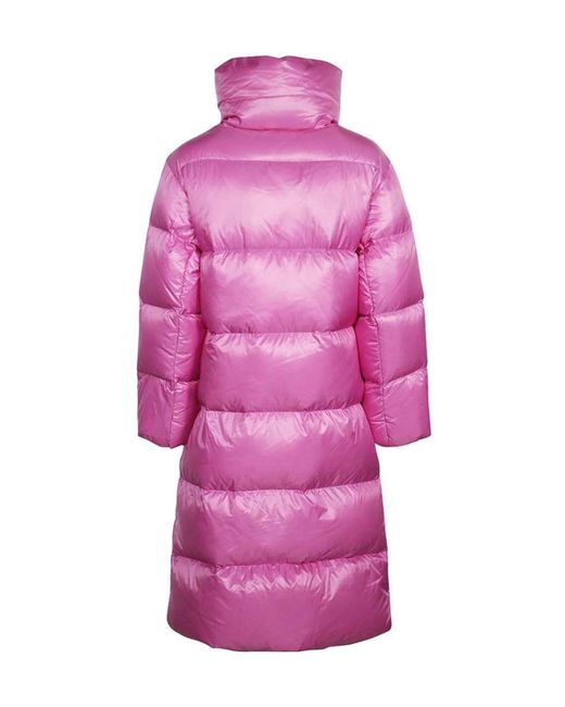 Duvetica Pink Belted Hooded Puffer Coat
