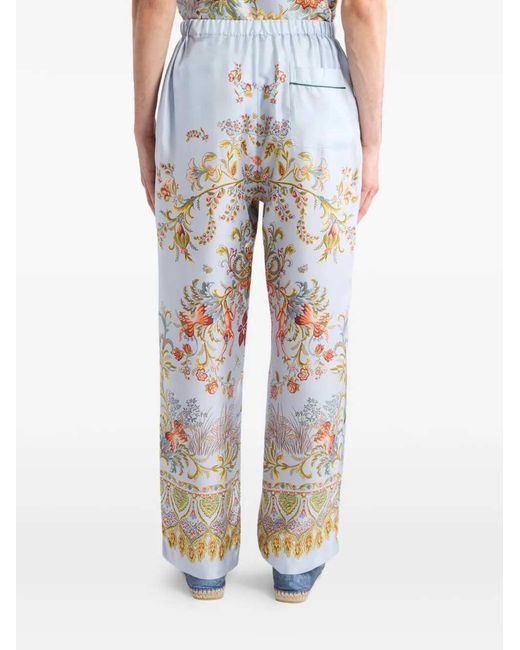 Etro White Wide-Leg Printed Pants for men
