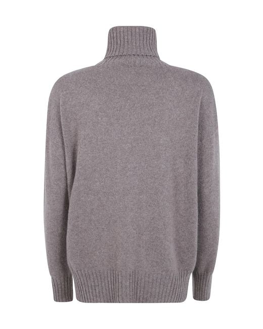 D.exterior Gray High-Neck Knit Sweater