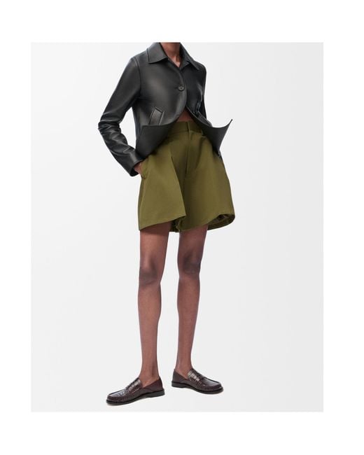 Loewe Green Trapeze Mid-Rise Shorts