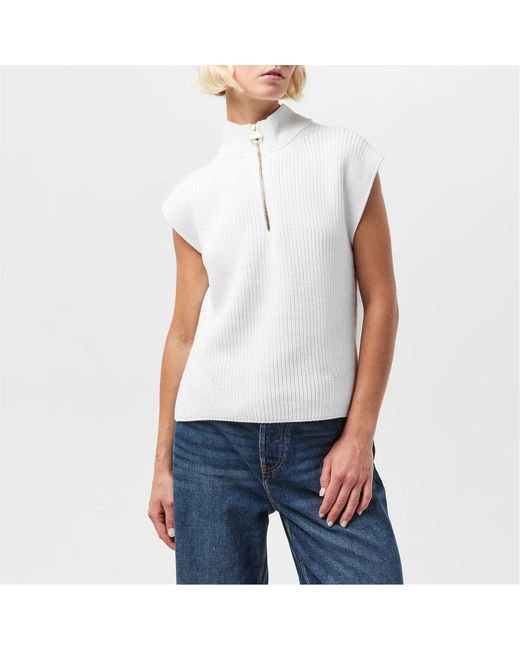 Barbour White Half-Zip Sweater