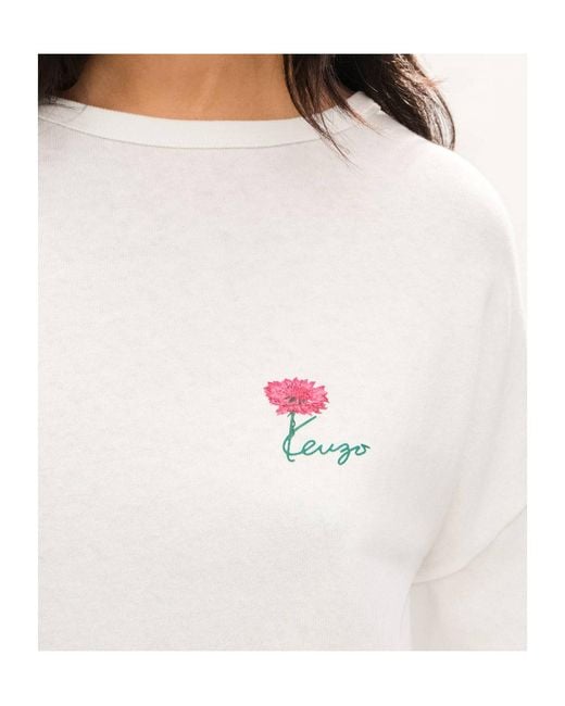 KENZO White Tulip Long Sleeves Relax T-Shirt