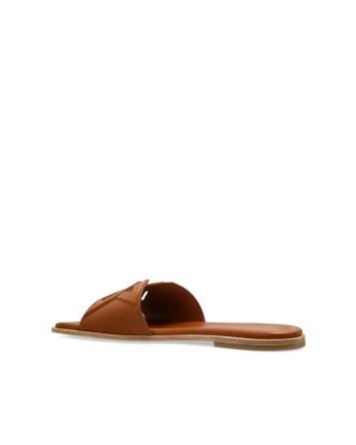 Vic Matié Brown Logo-Debossed Square Open Toe Sandals