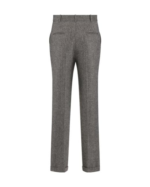 Dior Gray Christian Pleat Detailed Straight Leg Pants