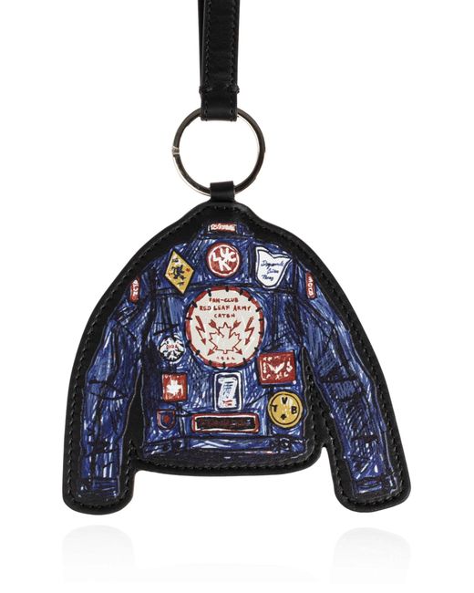 DSquared² Blue Printed Jacket-Shaped Keyring for men
