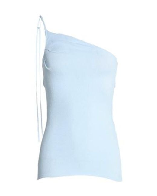 Jacquemus Blue One-Shoulder Tops