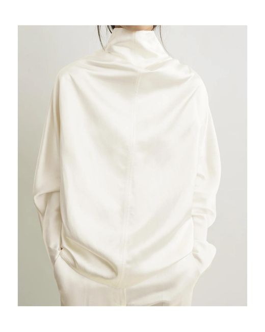Totême White Totême Draped Back-Buttoned Top