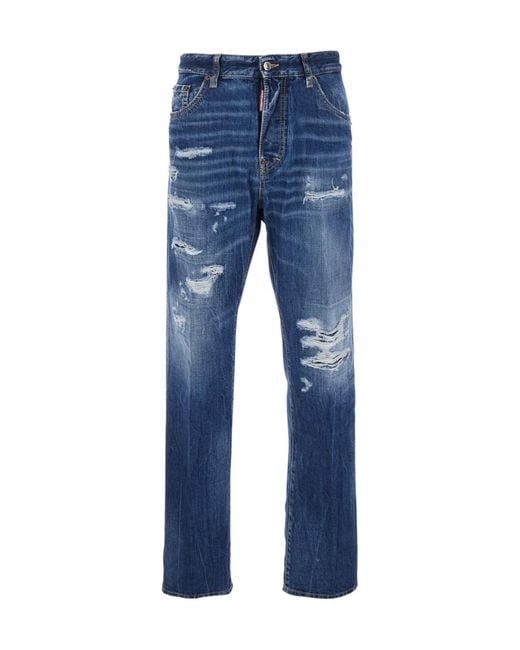 DSquared² Blue Distressed Denim Jeans for men