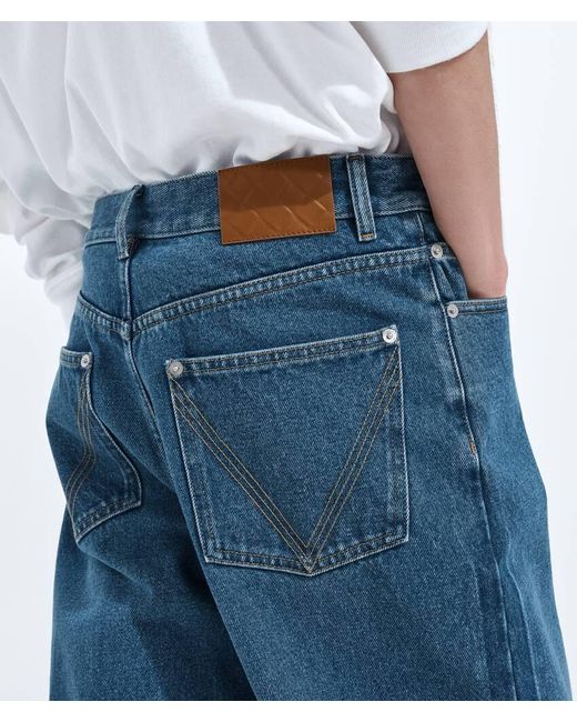 Bottega Veneta Blue Button Detailed Wide Leg Jeans for men