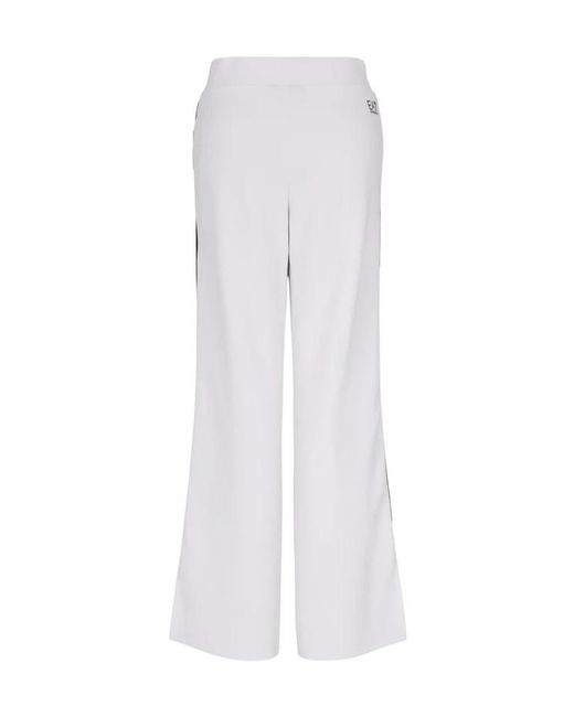 EA7 White Stripe-Trim Track Pants