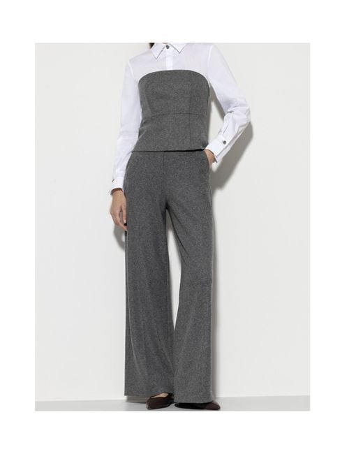 Luisa Cerano Gray Belt-Loop Casual Pants