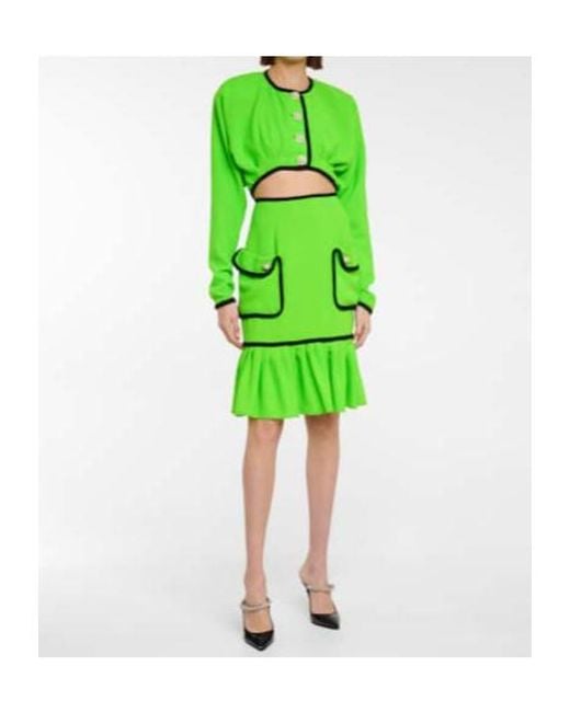 Rodarte Green Embellished Wool Midi Skirt