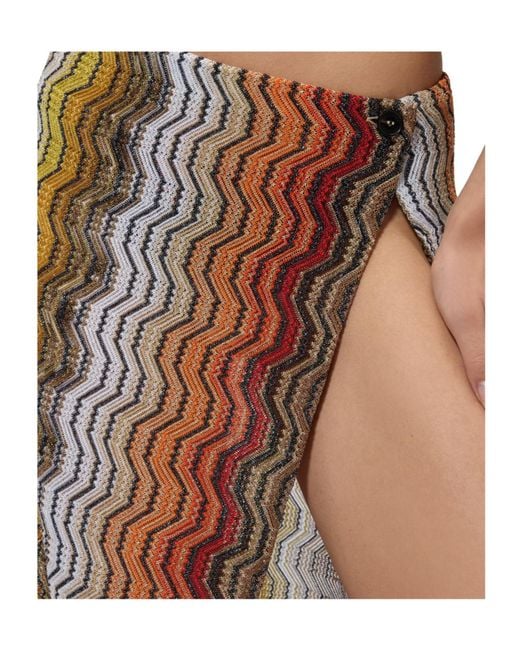 Missoni Brown Chevron Lamé Maxi Skirt