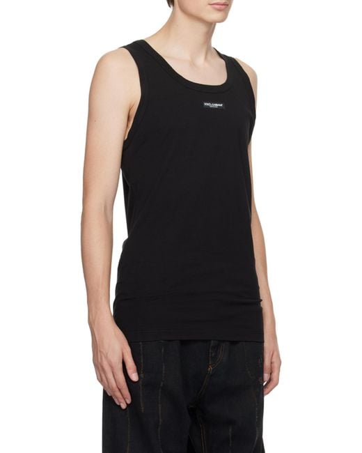 Dolce & Gabbana Black Logo-Patch Tank Top for men