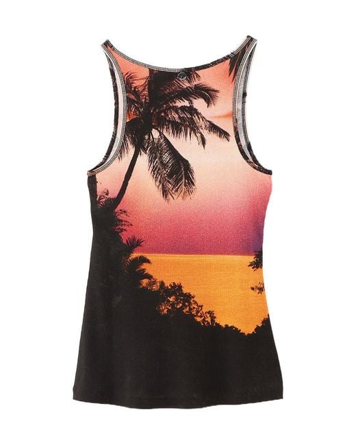 Rabanne Pink Graphic-Print Ribbed Tank Top