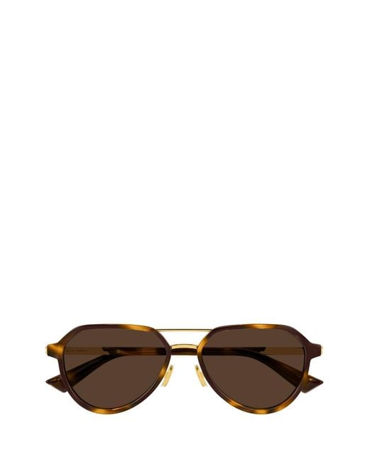 Bottega Veneta Brown Eyewear Pilot Frame Sunglasses for men