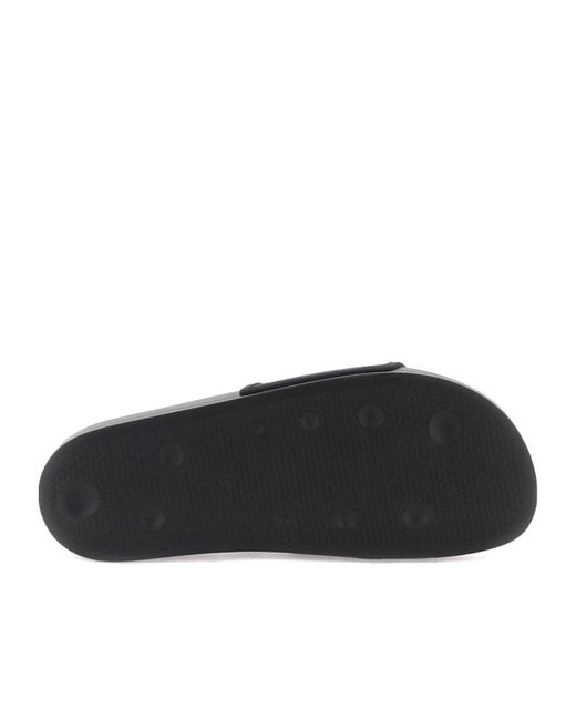 Palm Angels Black Flame Monogram Printed Round Toe Slides for men