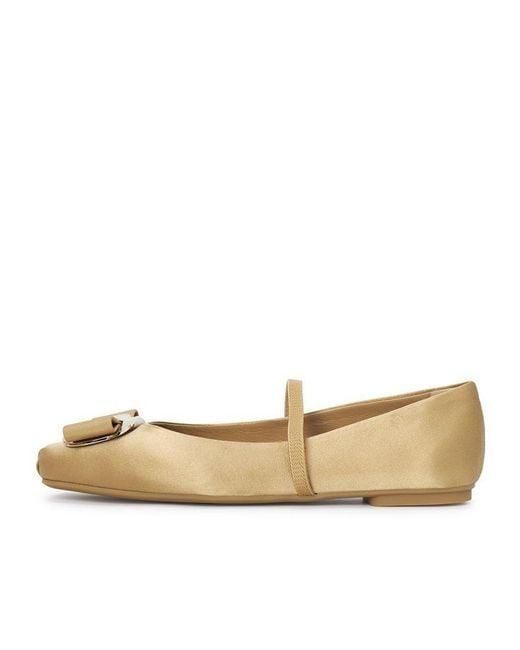 Ferragamo Natural Zina T Light Came Flat Shoes