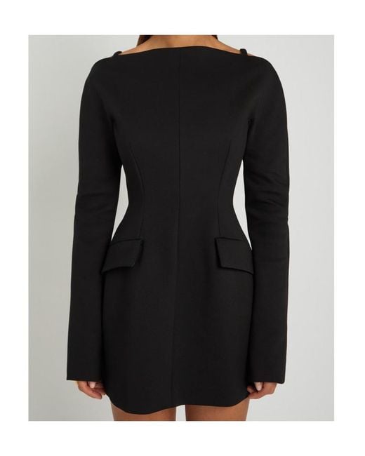 Sportmax Black Cold Shoulder Woven Mini Dress