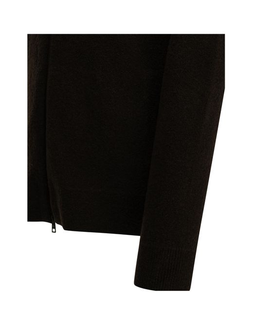 Tagliatore Black Long-Sleeve Zip-Up Cardigan for men
