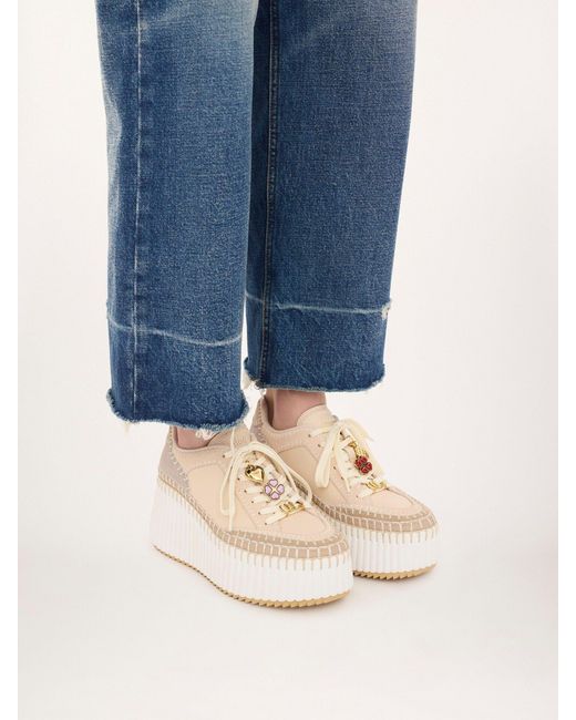 Chloé Natural Chloé Nama Platform Low-Top Sneakers