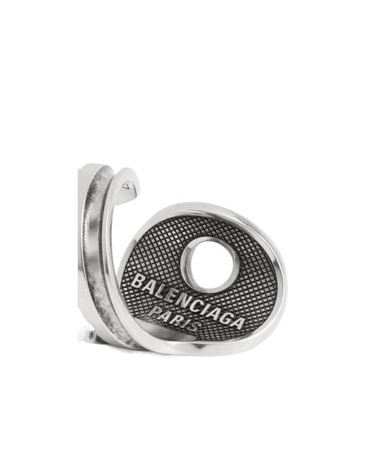 Balenciaga White Logo Detailed Ring for men