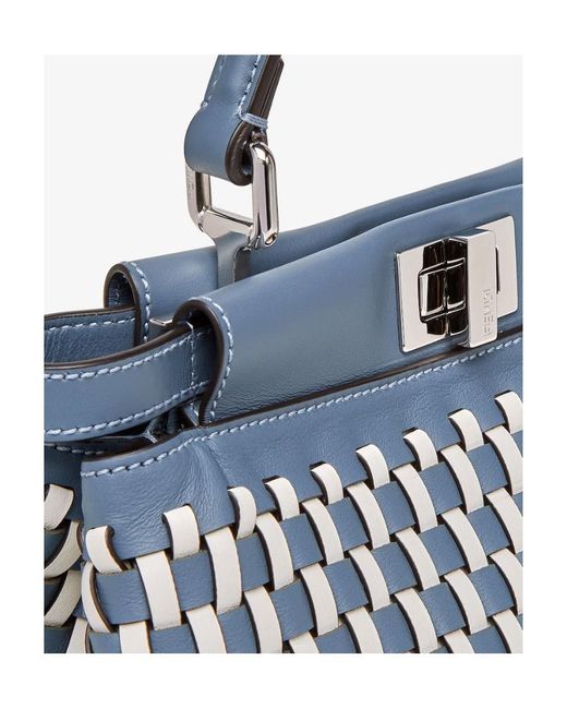 Fendi Blue Peekaboo Mini Tote Bag