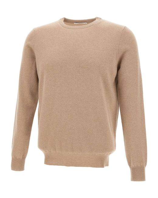 Kangra Cashmere White Kangra Crew Neck Knitted Sweater for men