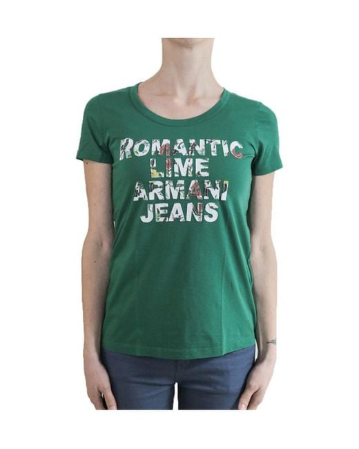 Armani Jeans Green Round-Necked Logo T-Shirt
