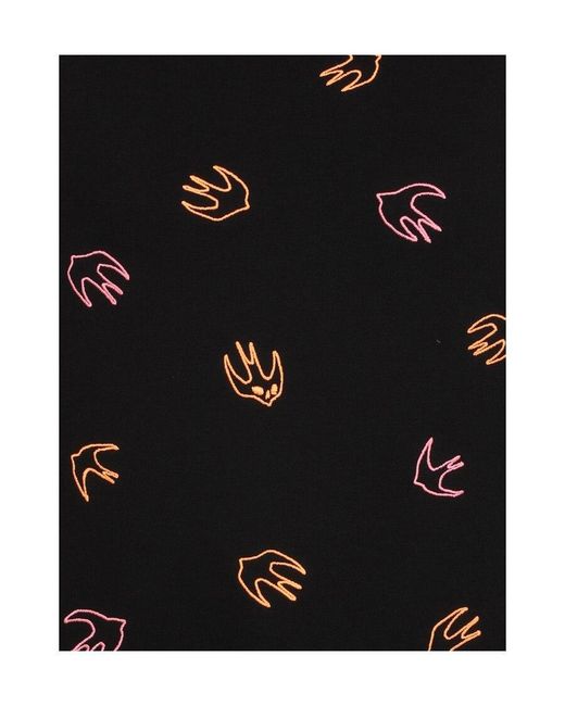 McQ Alexander McQueen Black Swallow Embroidered Hooded Sweater