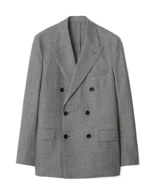 Burberry Gray Puppytooth Check Wool Tailored Jacket for men