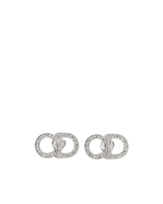 Dior White Cd Signature Stud Earrings