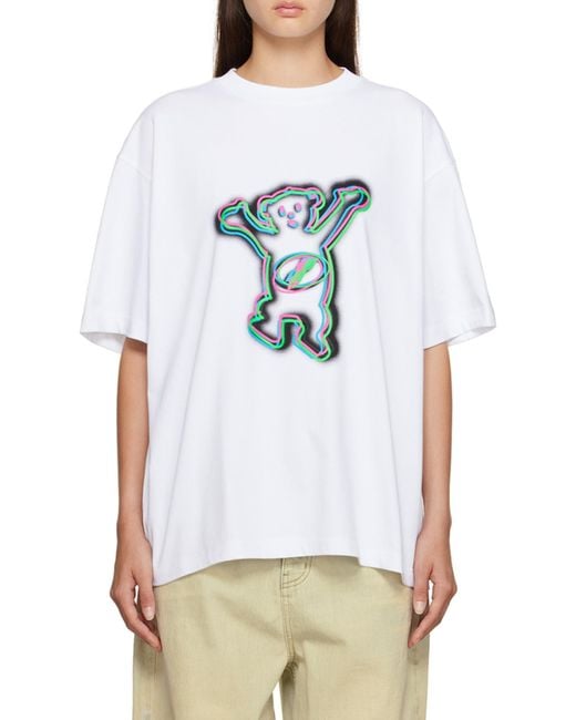 we11done White Graphic-Print Cotton T-Shirt for men