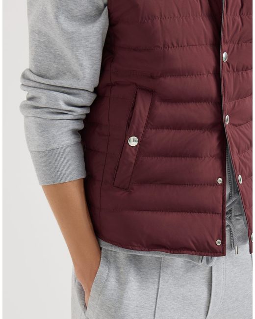 Brunello Cucinelli Purple Lightweight Techno-Fabric Down Vest for men