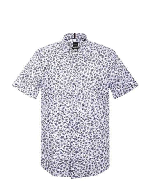 Boss Blue Floral-Print Shirt for men