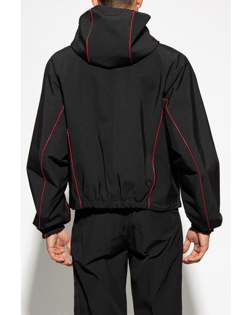 Ferragamo Black Zip-Up Drawstring Jacket for men