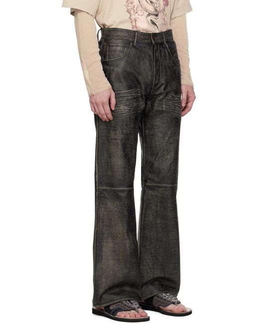 Acne Black Faded Leather Pants for men